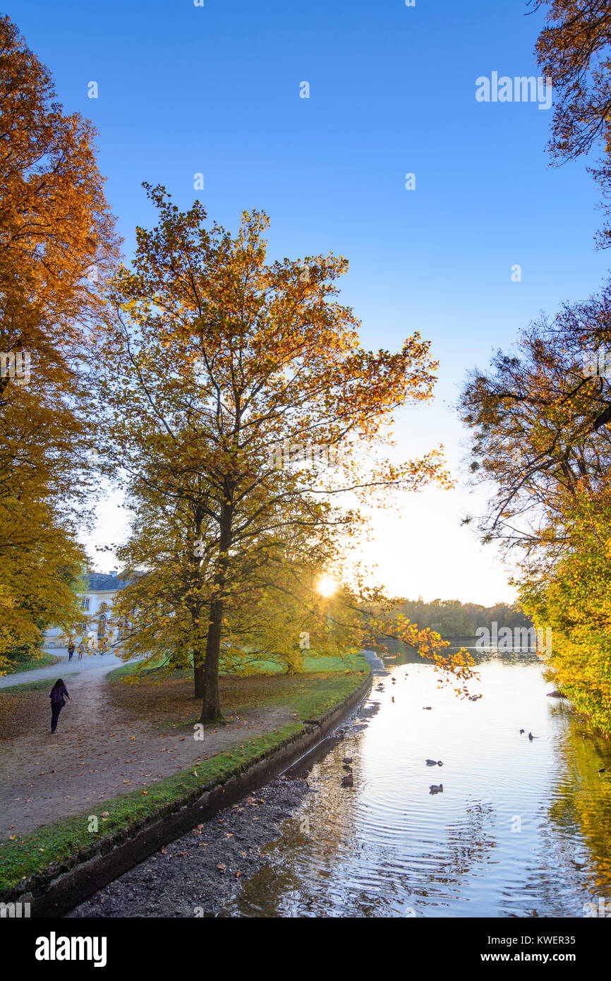 Munchen Munich Park Of Nymphenburg Palace Pond Badenburger See Stock Photo Alamy