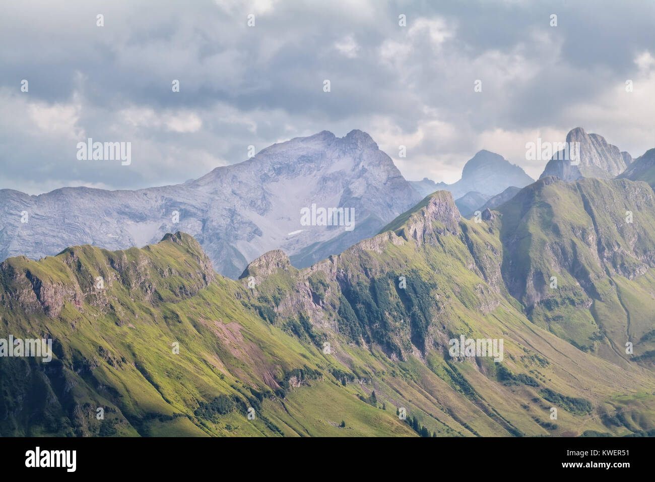 Cloud On Ridges view on mountain ridge on cloudy day Stock Photo - Alamy