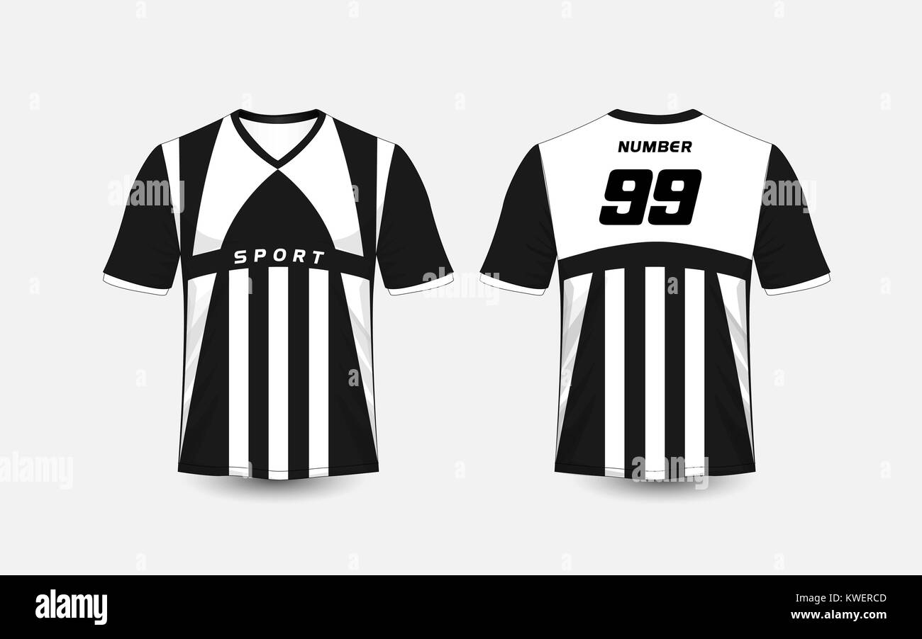 Black and White stripe pattern sport football kits, jersey, t-shirt design  template Stock Vector Image & Art - Alamy