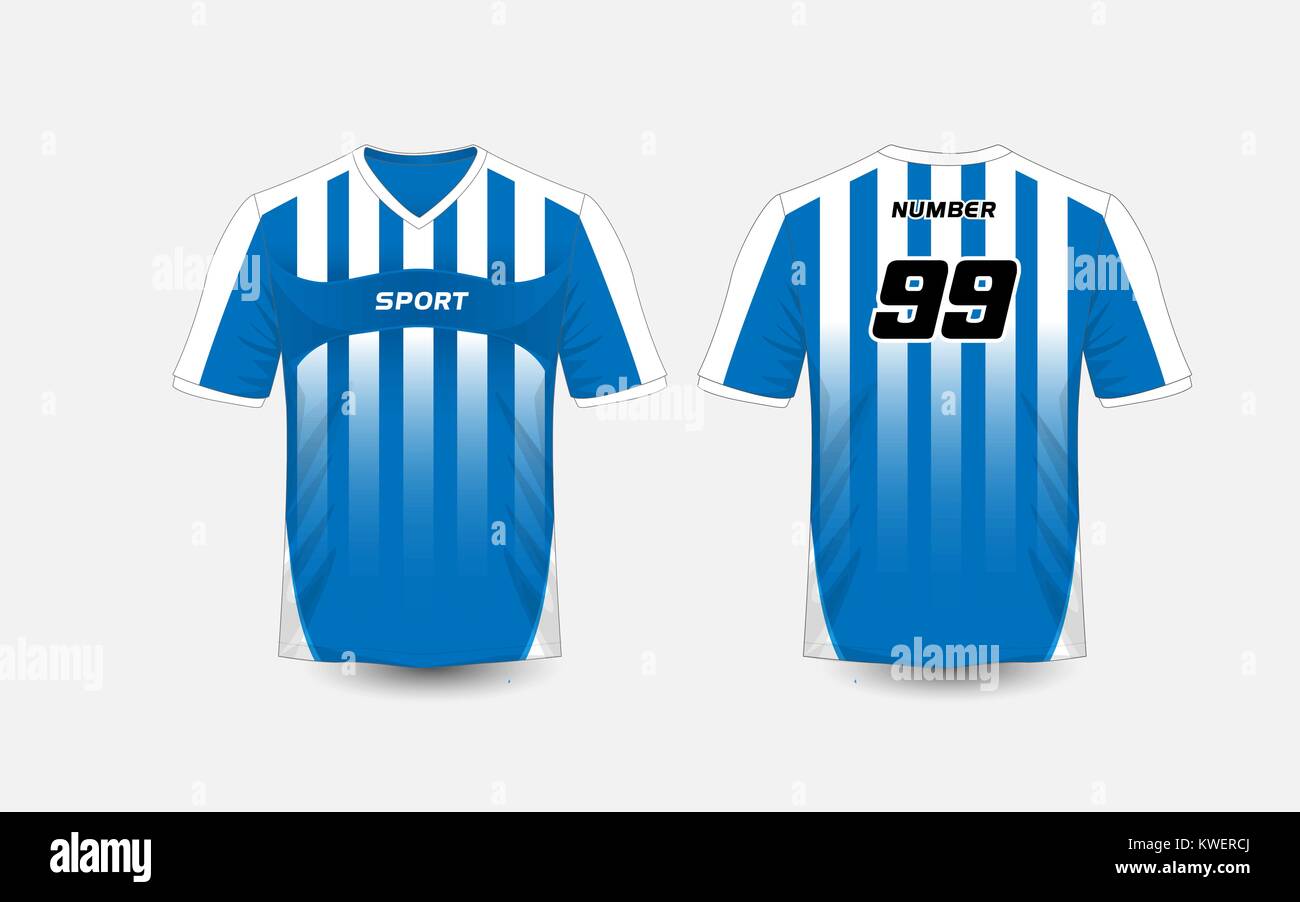 Blue and White stripe pattern sport football kits, jersey, t-shirt design  template Stock Vector Image & Art - Alamy