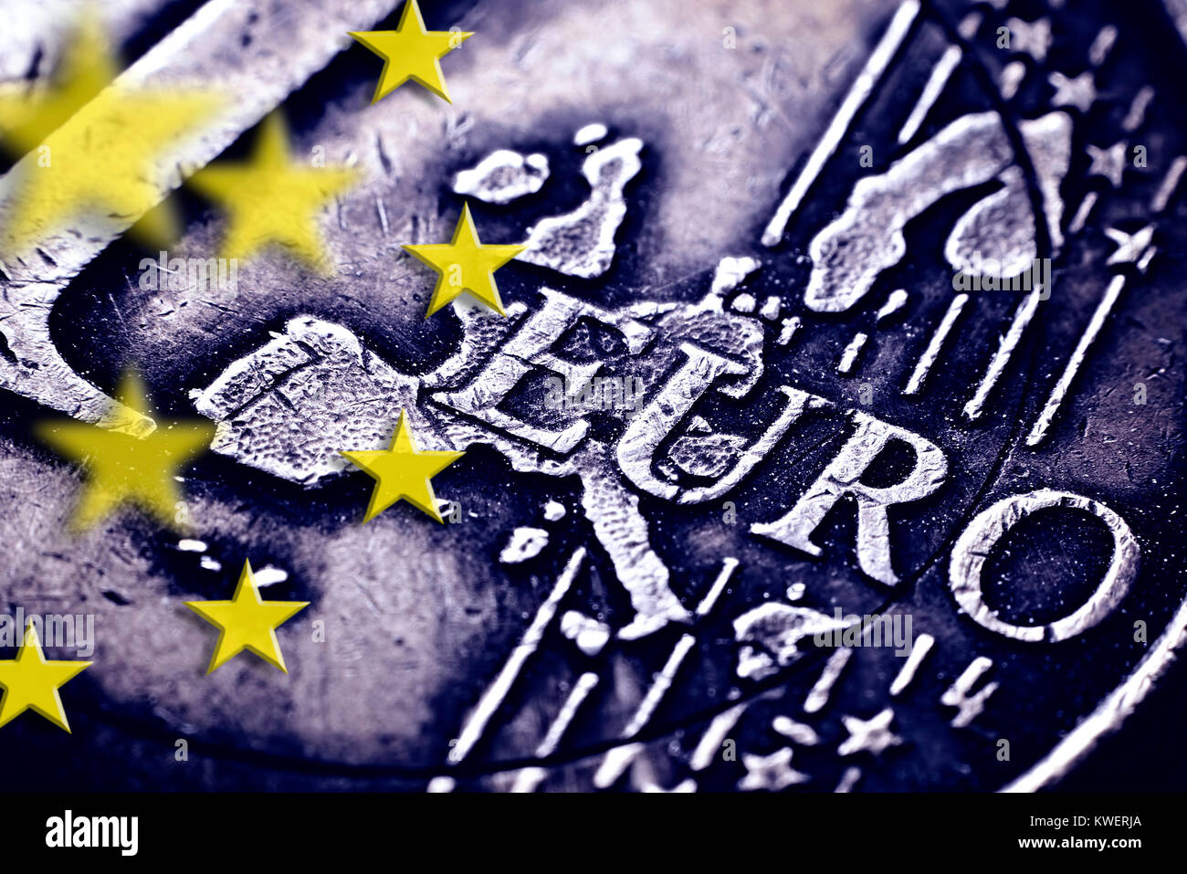 Euro-coin one, Ein-Euro-Muenze Stock Photo