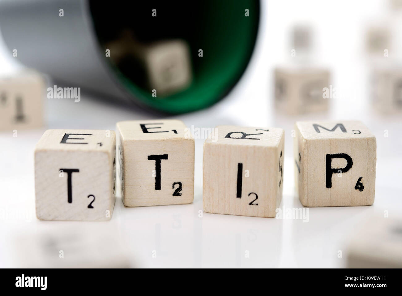 Cube letters form the word TTIP, symbolic photo free trade agreement TTIP, Würfelbuchstaben formen das Wort TTIP, Symbolfoto TTIP Freihandelsabkommen Stock Photo