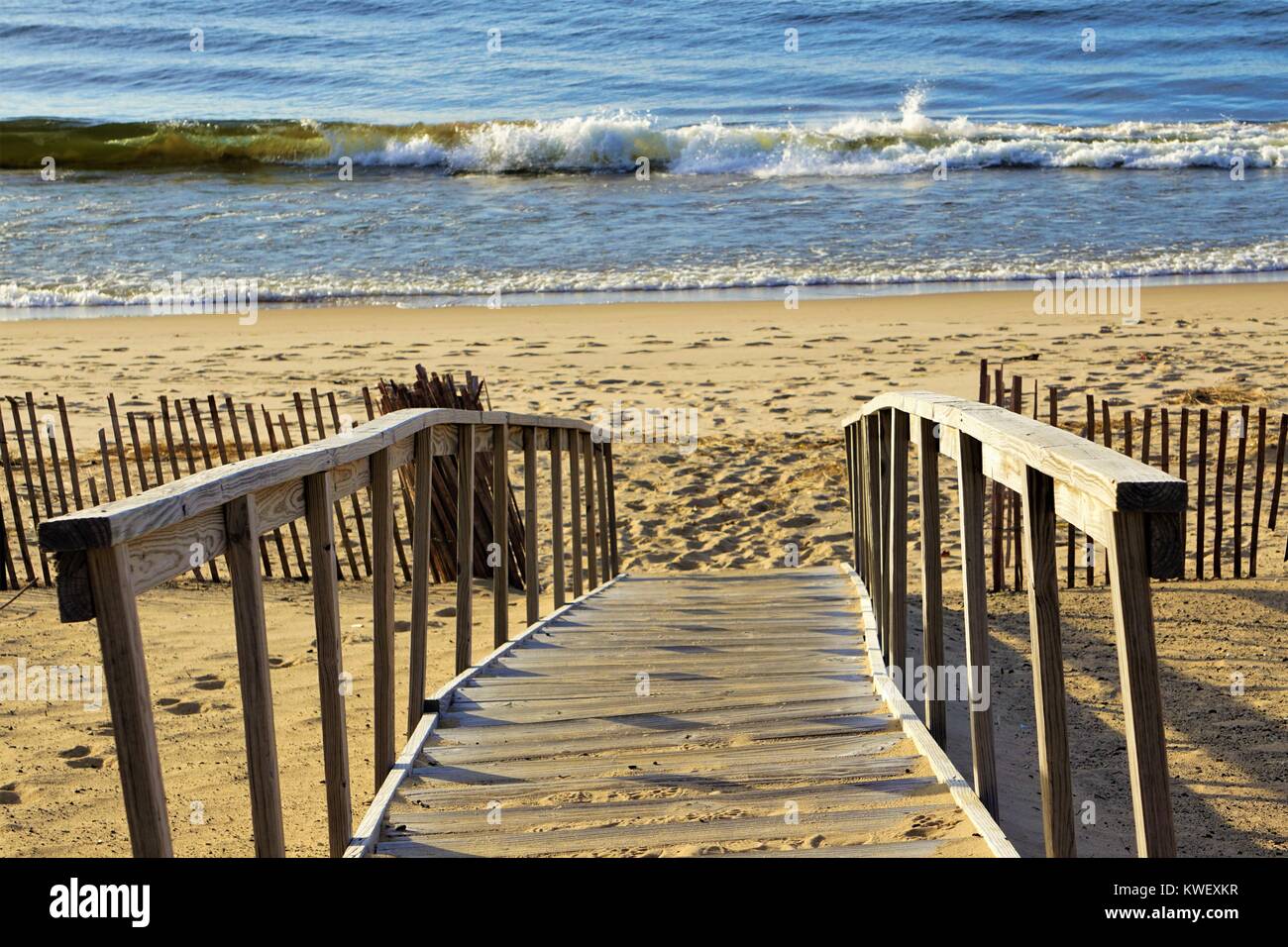 Waves at the Beach in Autumn Stock Photo