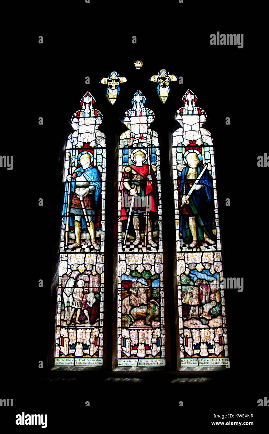Stained Glass windows from the interior of St Peter's church Carmarthen