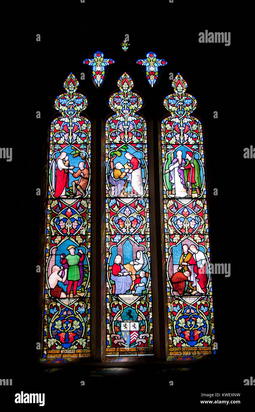 Stained Glass windows from the interior of St Peter's church Carmarthen