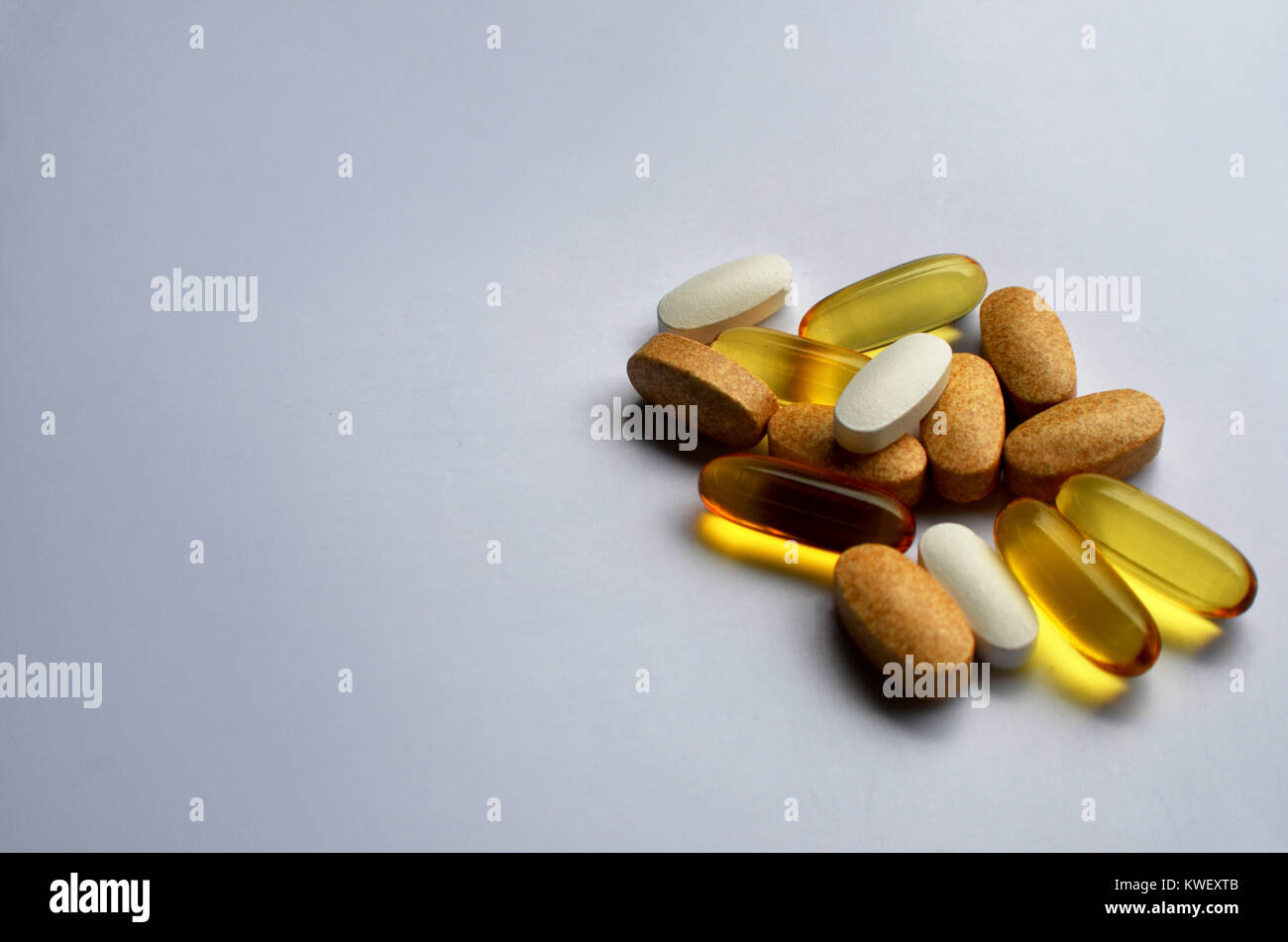 Tablets and vitamin pills Stock Photo