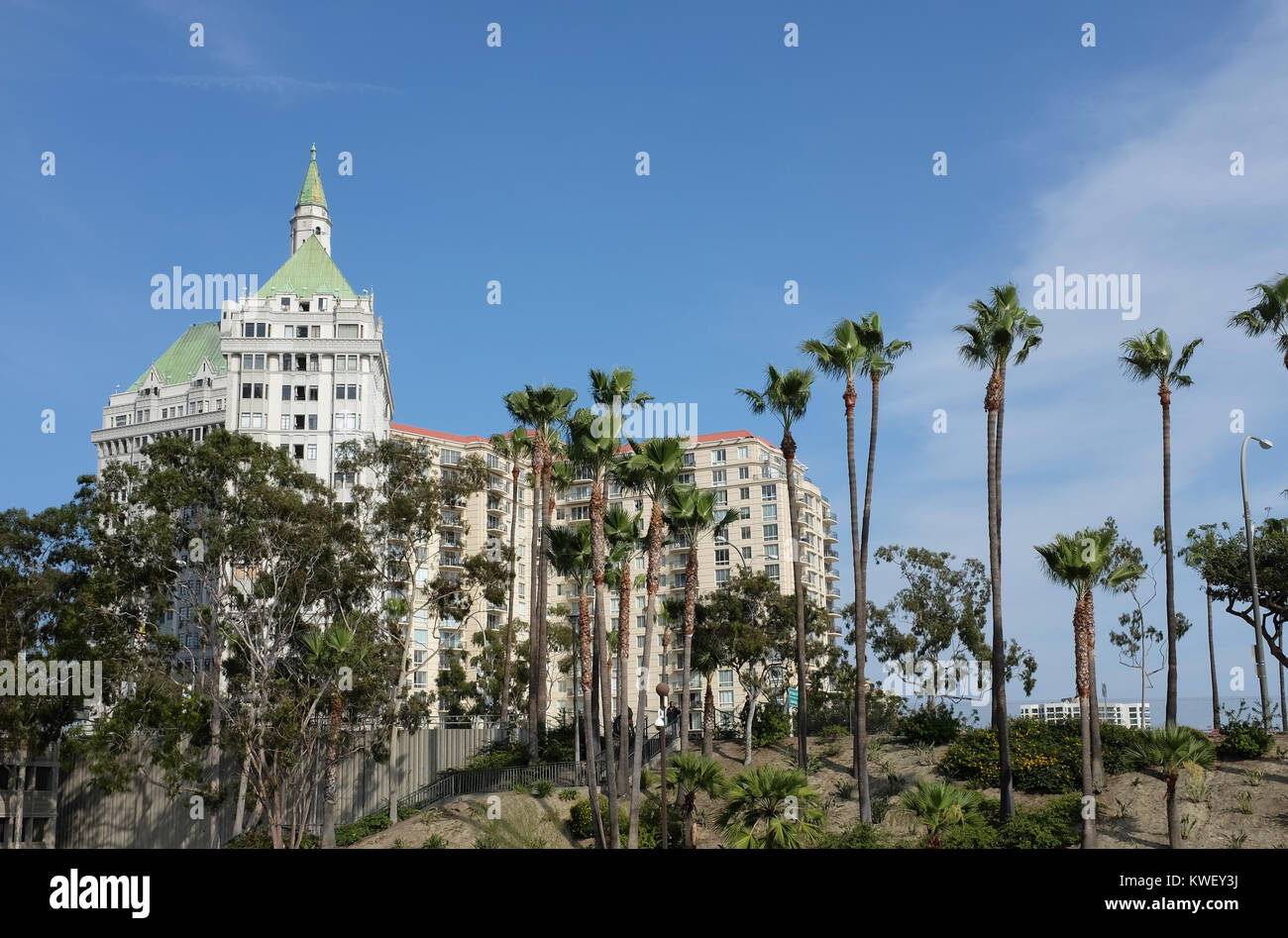 LONG BEACH, CA - FEBRUARY 21, 2015: Villa Riviera on Ocean Boulevard. The building completed in 1929 overlooks both the city and ocean is on the Natio Stock Photo