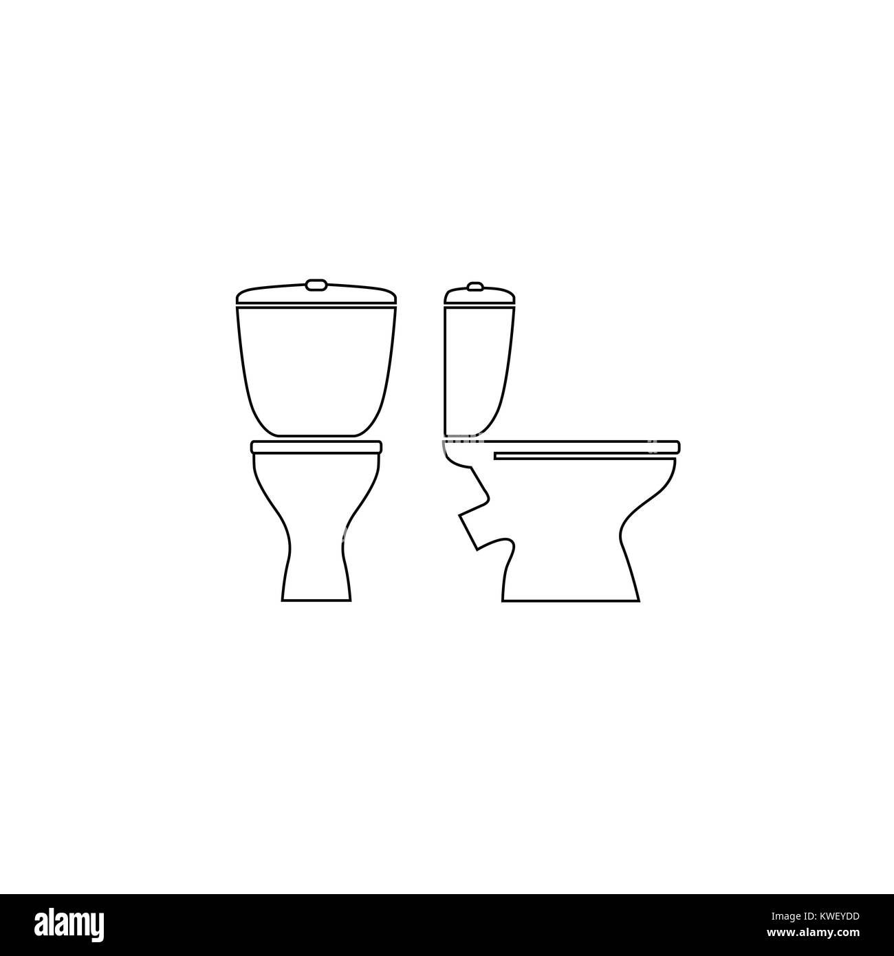 Toilet room furniture sign set. Bathroom interior object view. Toilet Sign. Toilet seat Stock