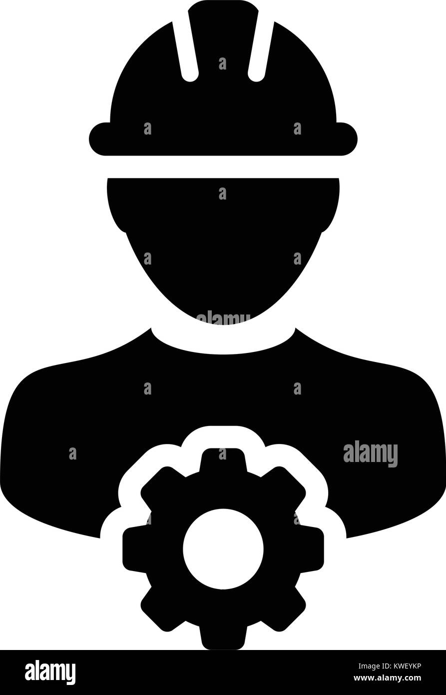 Service Icon Vector Person Worker Avatar Profile with Gear Cog Wheel ...