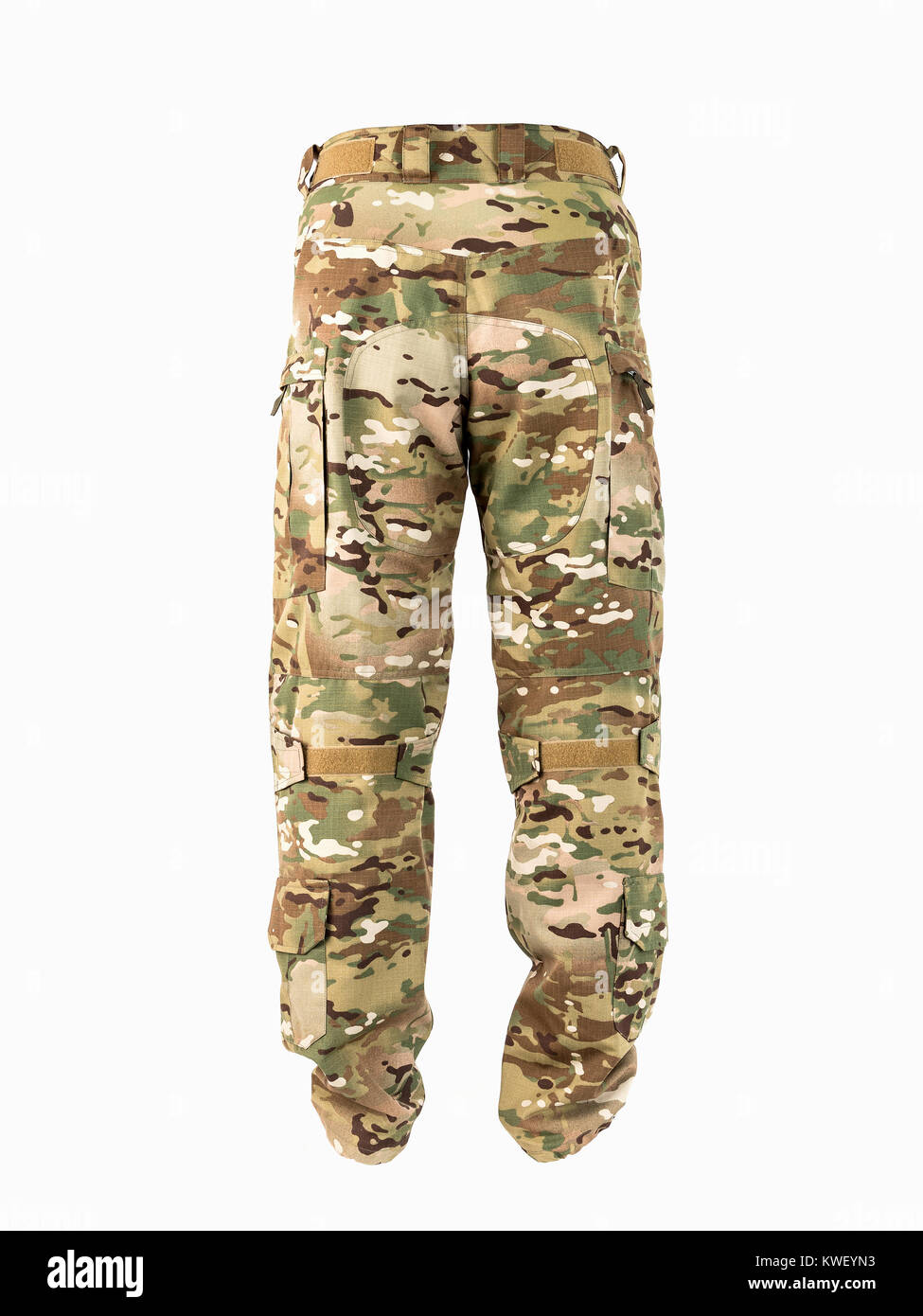 Chest pants for outdated activities. Camouflage pants Stock Photo