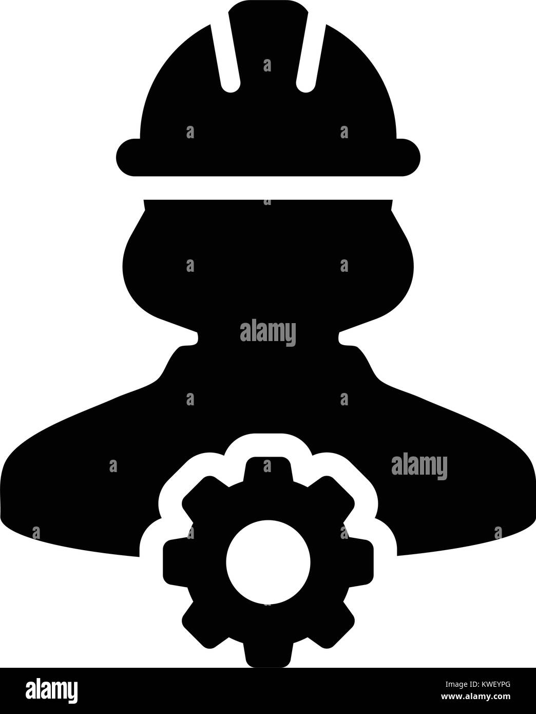 Service Icon Vector Female Person Worker Avatar Profile with Gear Cog ...
