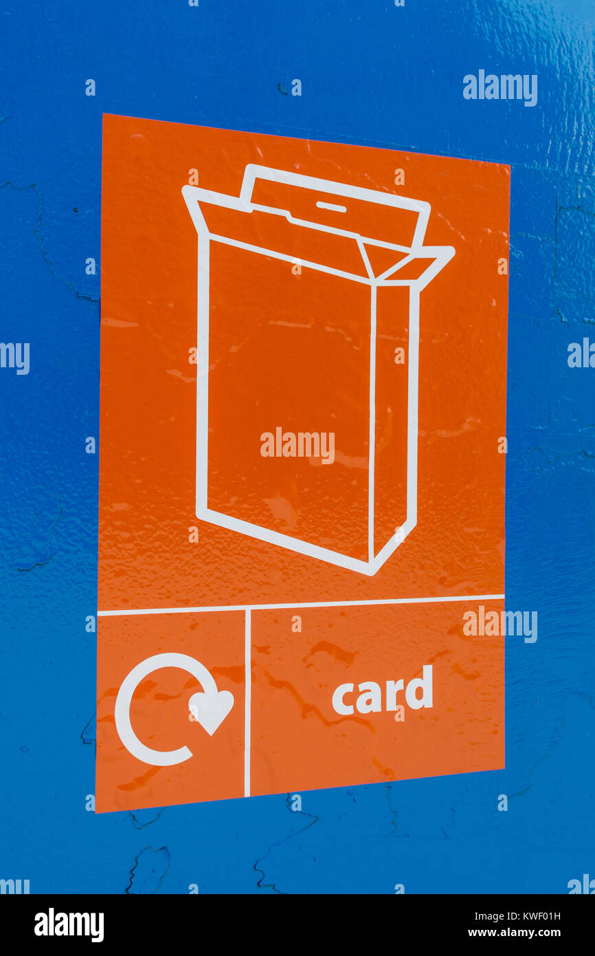 Recycling waste sign - metaphor for 'saving the planet' and recycling concept. Stock Photo