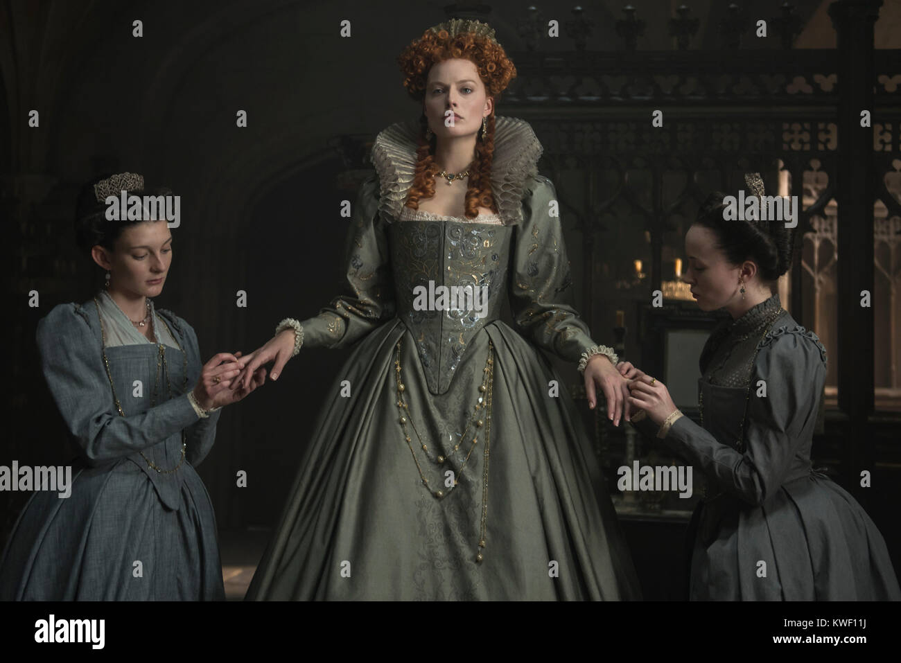 RELEASE DATE: November 2, 2018 TITLE: Mary Queen Of Scots STUDIO: Focus Features DIRECTOR: Josie Rourke PLOT: Mary Stuart's attempt to overthrow her cousin Elizabeth I, Queen of England, finds her condemned to years of imprisonment before facing execution. STARRING: GRACE MOLONY stars as Dorothy Stafford, MARGOT ROBBIE stars as Queen Elizabeth I and GEORGIA BURNELL as Kate Carey. (Credit Image: © New Line Cinema/Entertainment Pictures) Stock Photo