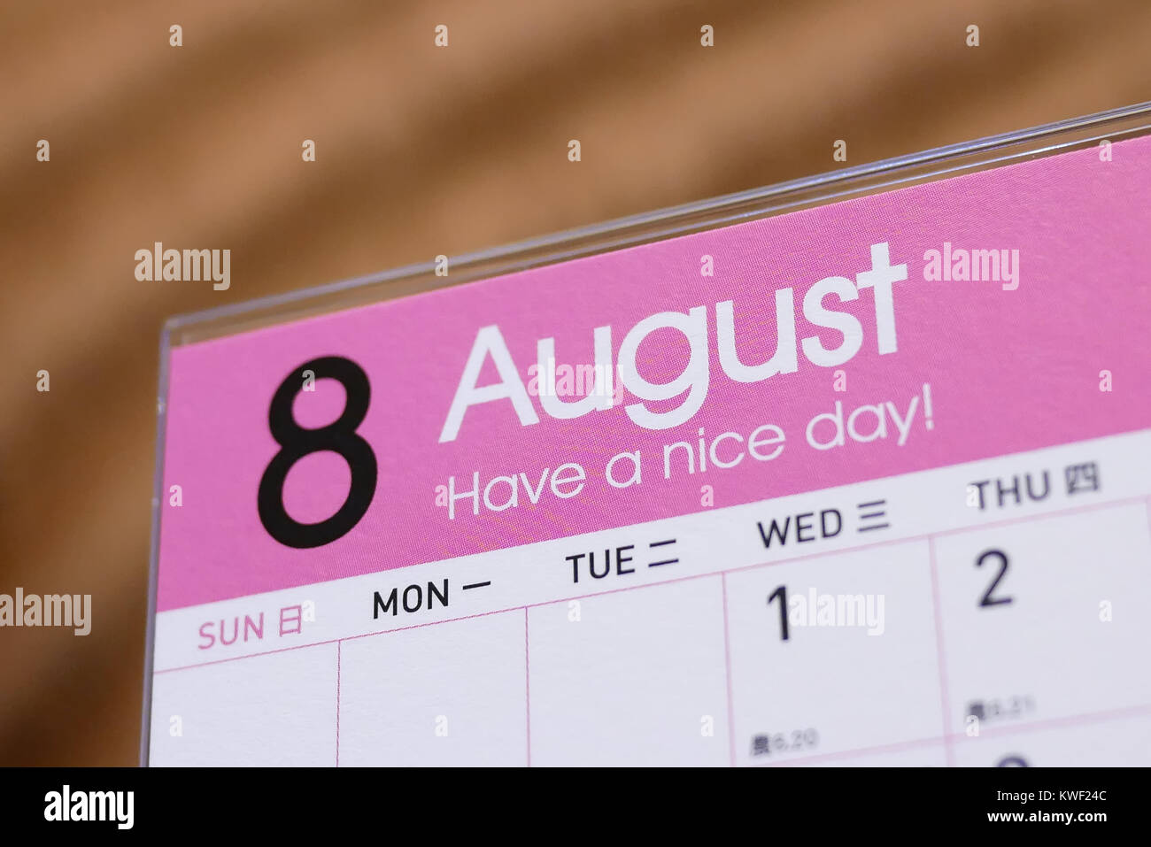 Close up calendar of August 2018 Stock Photo