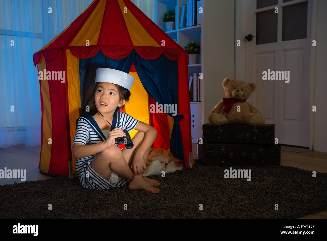 Happy Pretty Children Girl Wearing Sailor Clothing