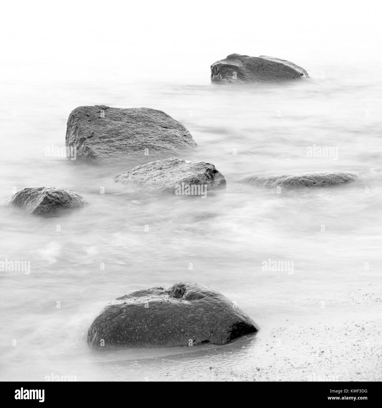 Evening shore sea water and stones on the Orlowo beach in Gdynia, Tricity, Poland Stock Photo