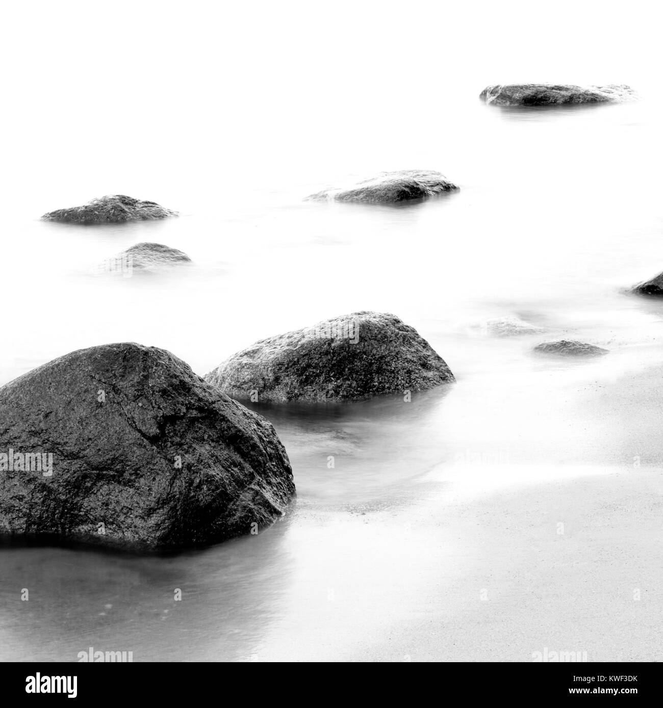 Evening shore sea water and stones on the Orlowo beach in Gdynia, Tricity, Poland Stock Photo