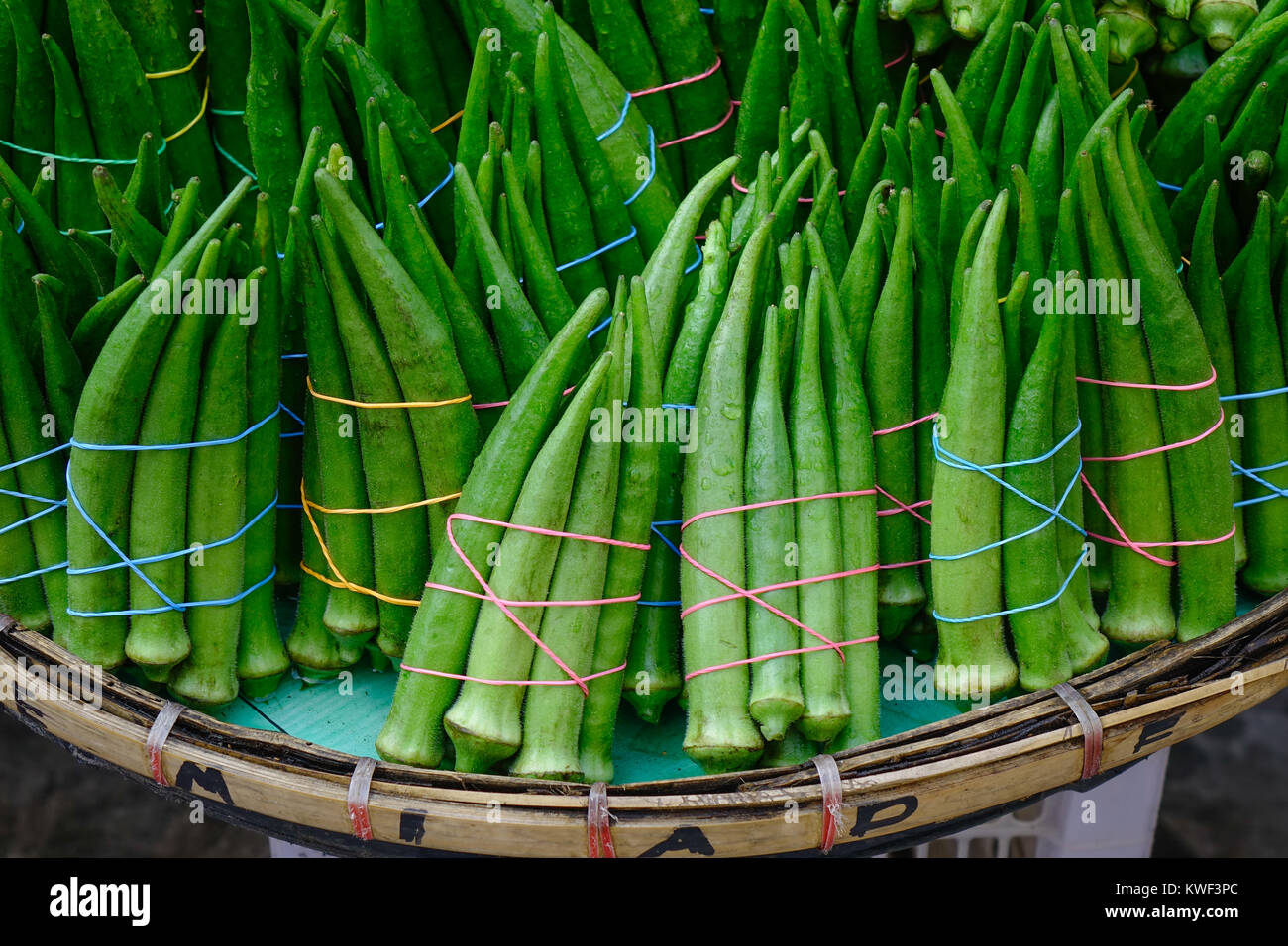 Green okra at the farmer market in Manila, Philippines Stock Photo Alamy