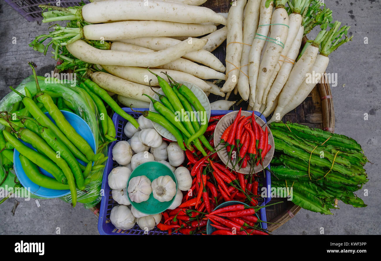 Vegetables for sale at rural market in Manila, Philippines Stock Photo