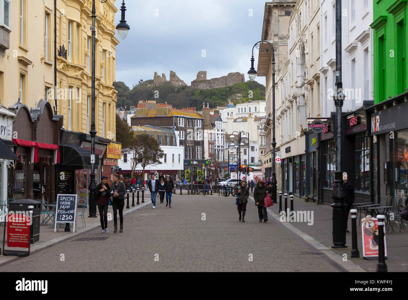 Hastings town centre, East Sussex Stock Photo Alamy