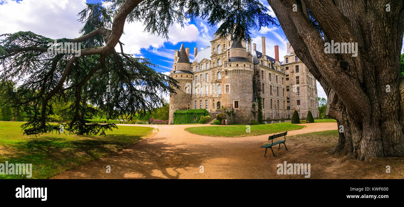 Impressive Chateau de Brissac,Loire valley,France. Stock Photo