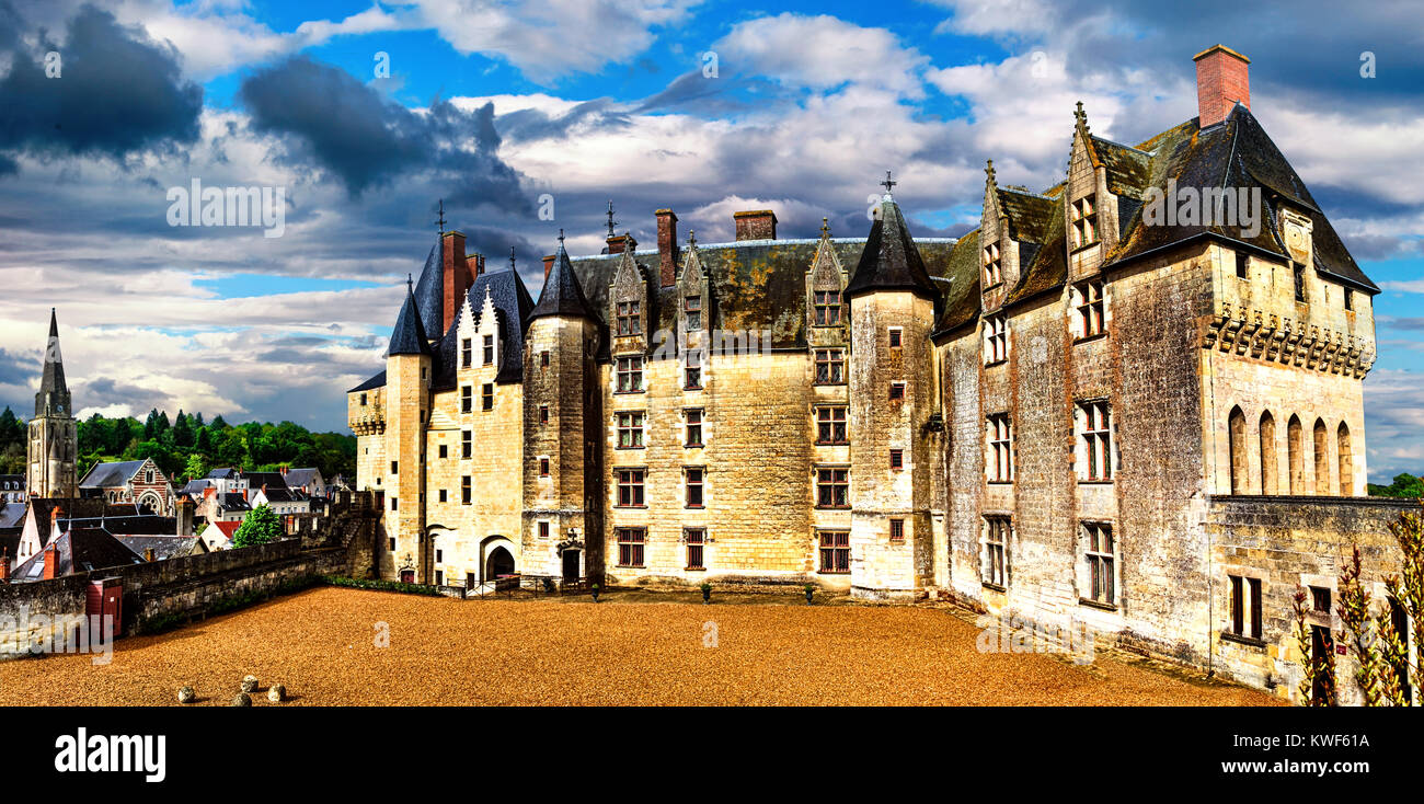 Beautiful Langeais medieval castle,Loire valley,France. Stock Photo