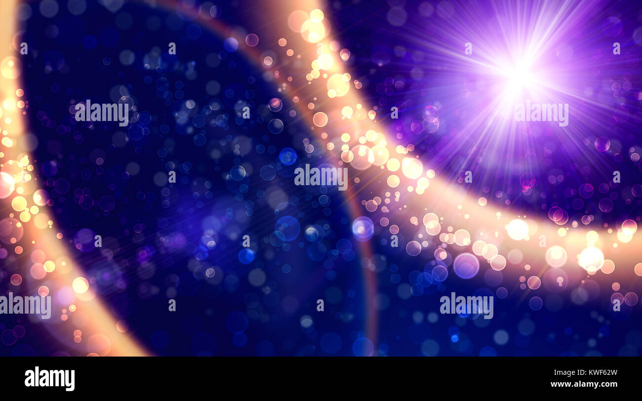 Abstract background with beautiful sun in space with colorful bokeh. Beautyful backdrop for graphic design, wallpaper. Stock Photo