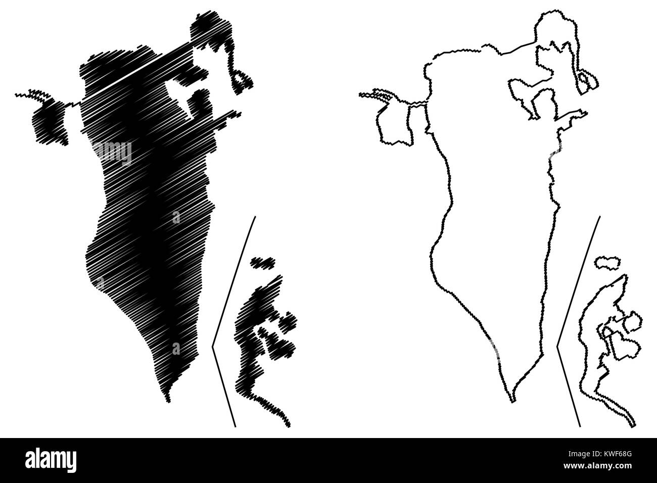 Bahrain map vector illustration, scribble sketch Kingdom of Bahrain ...