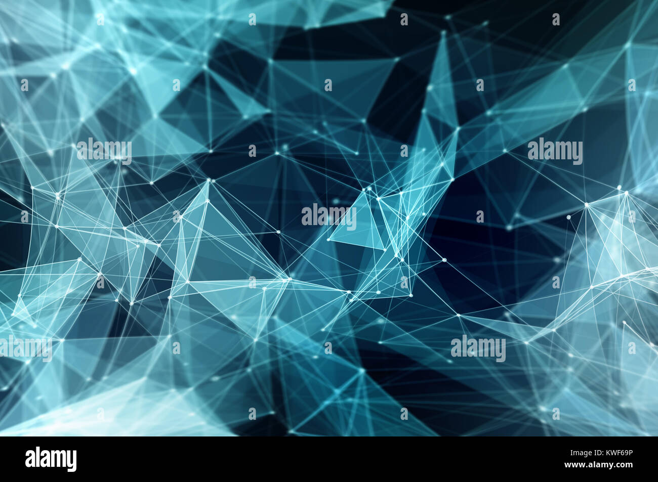 Abstract polygonal space background. Connecting dots and lines in low poly triangles network  structure. Illustration for branding, science, wallpaper Stock Photo