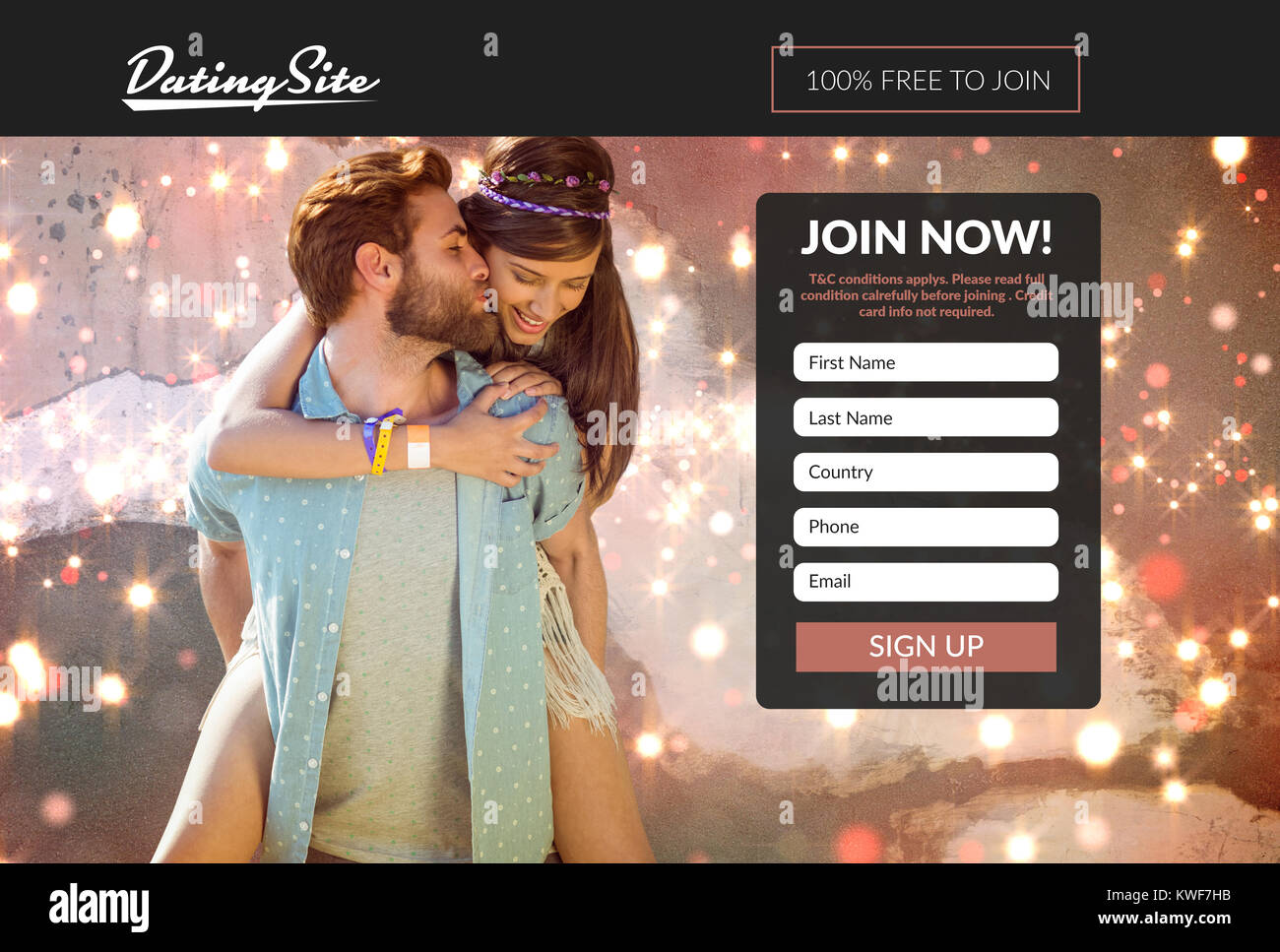 Subscription form on dating site Stock Photo