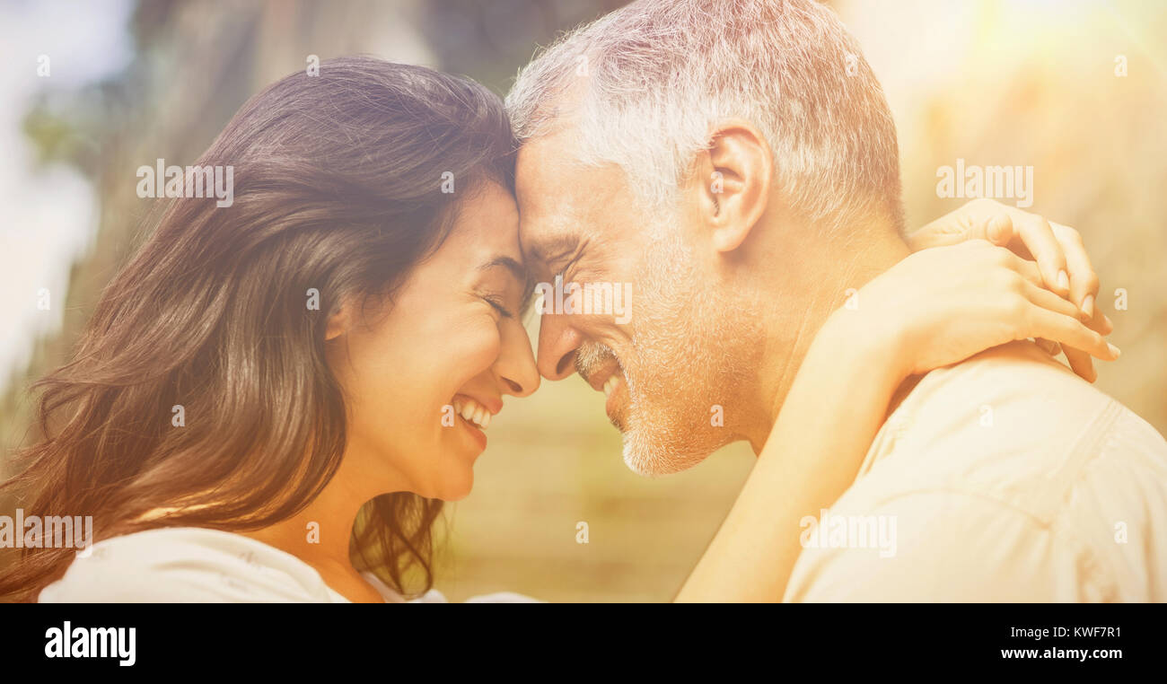 Close-up of happy couple embracing Stock Photo