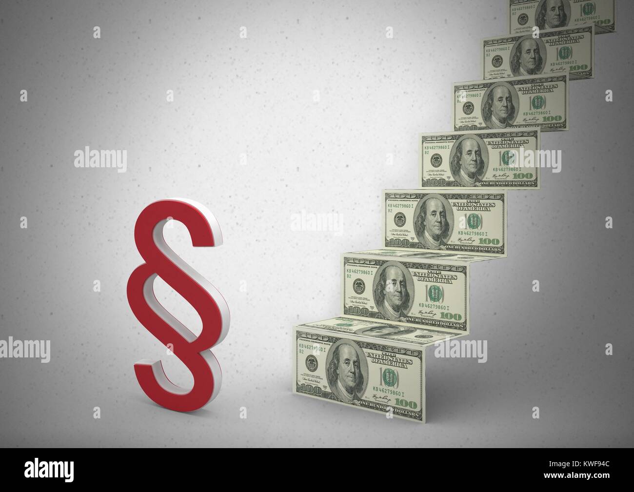3D Section Symbol icons with money note steps Stock Photo