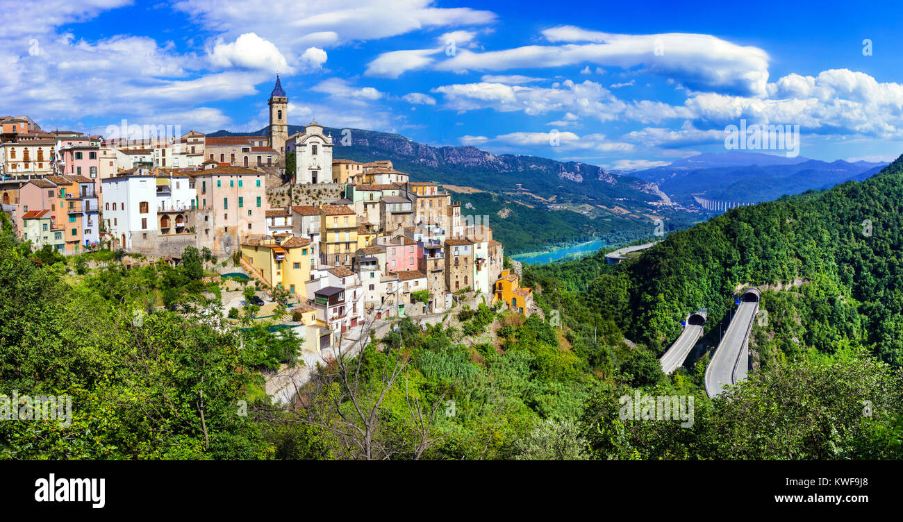 Pictorial Colledimezzo village,panoramic view,Abruzzo,Italy. Stock Photo