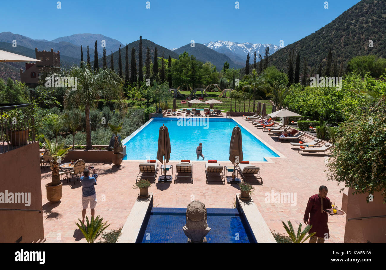 Around the pool at the luxury resort. Stock Photo