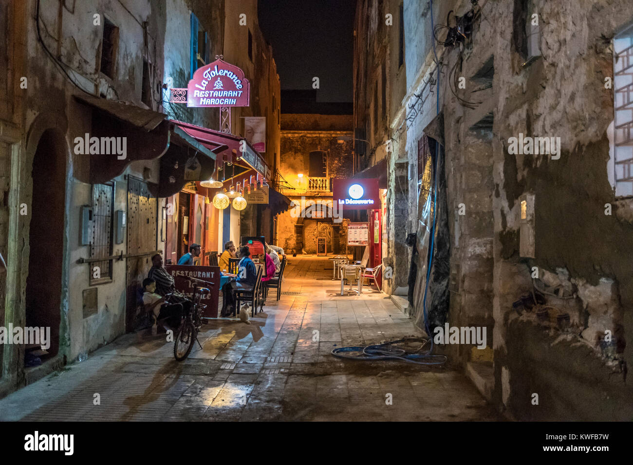 Atmospheric back streets of Essaouira. Stock Photo