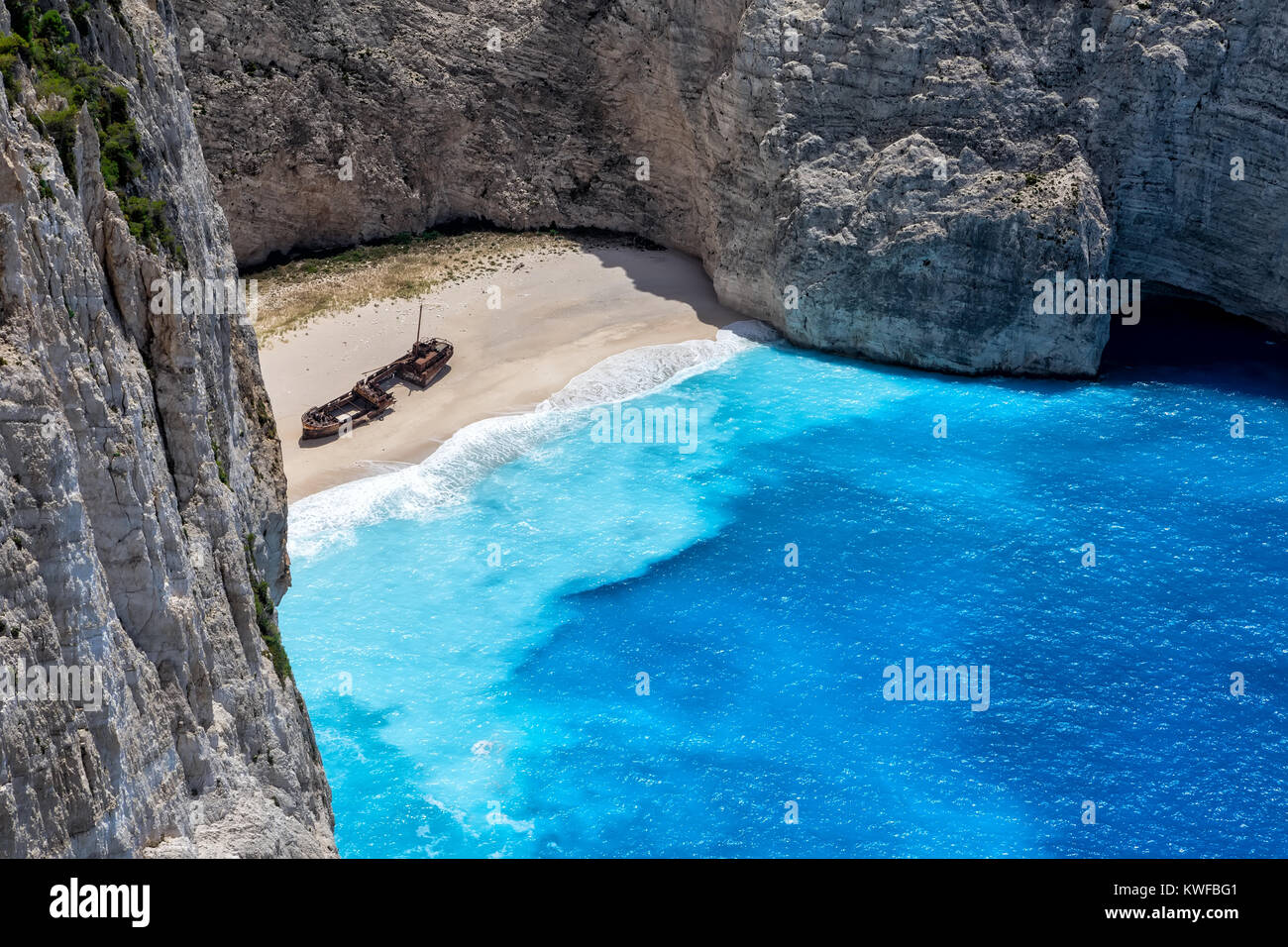 Navagio (Shipwreck) Beach in Zakynthos island, Greece. Navagio Beach is a popular attraction among tourists visiting the island of Zakynthos.The best  Stock Photo