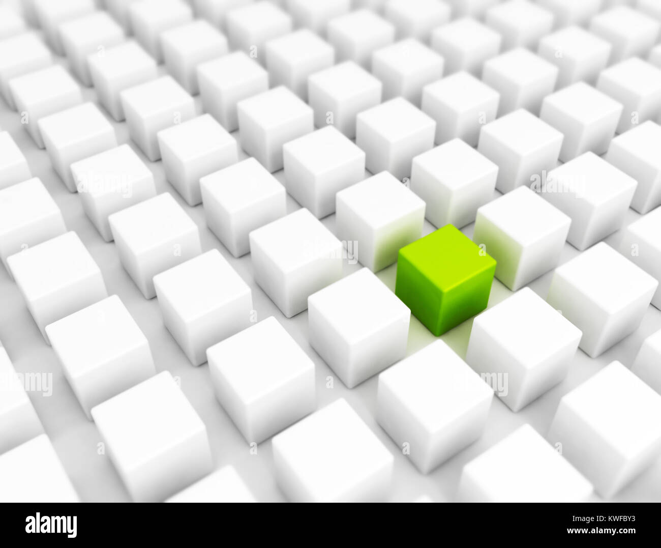 Green box standing out in a crowd Stock Photo
