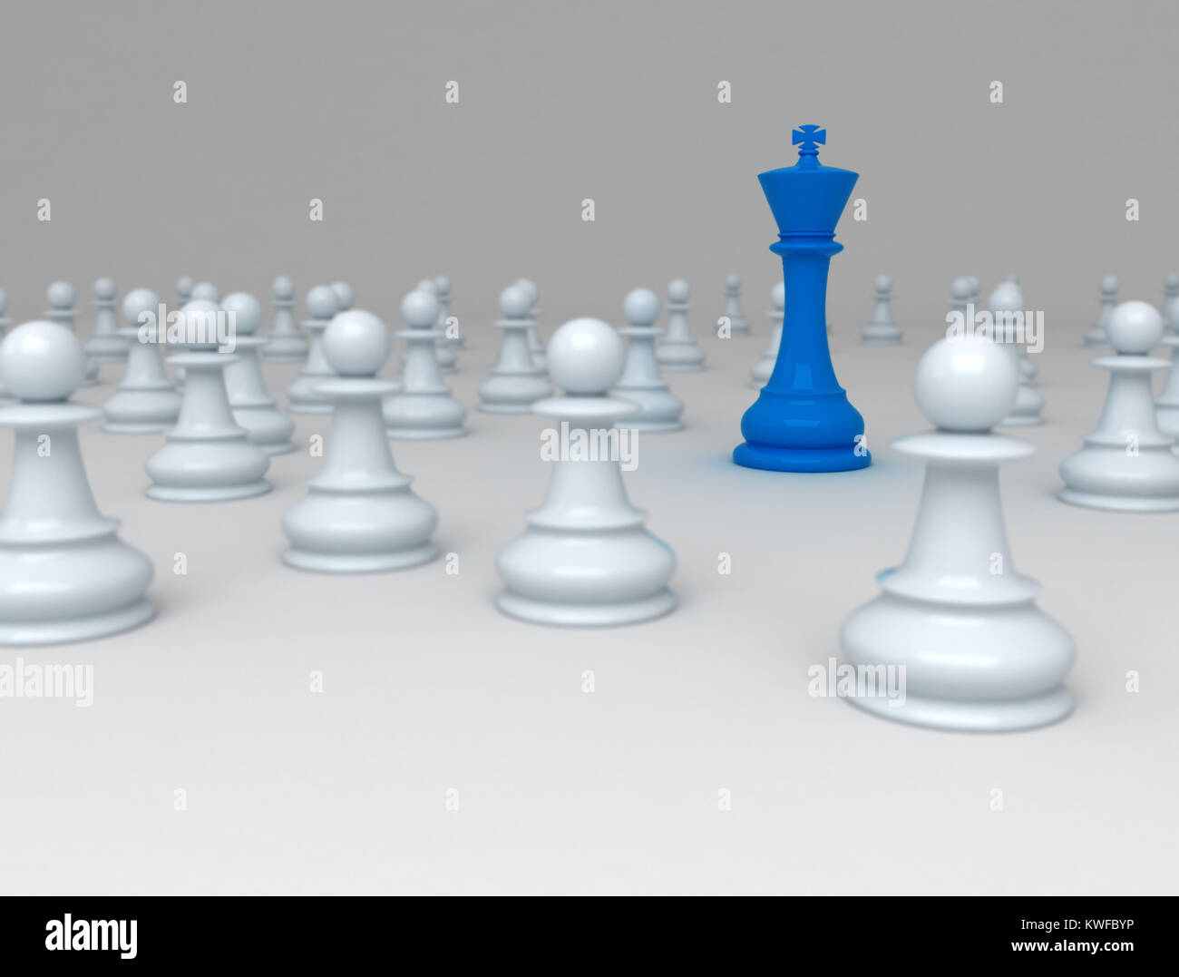 Blue chess king in a crowd - Business concetual background Stock Photo