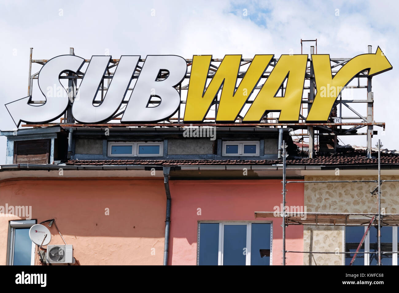 Sofia, Bulgaria - July 04, 2017: SUBWAY Restaurants logo. SUBWAY is a global chain of fast food restaurants Stock Photo