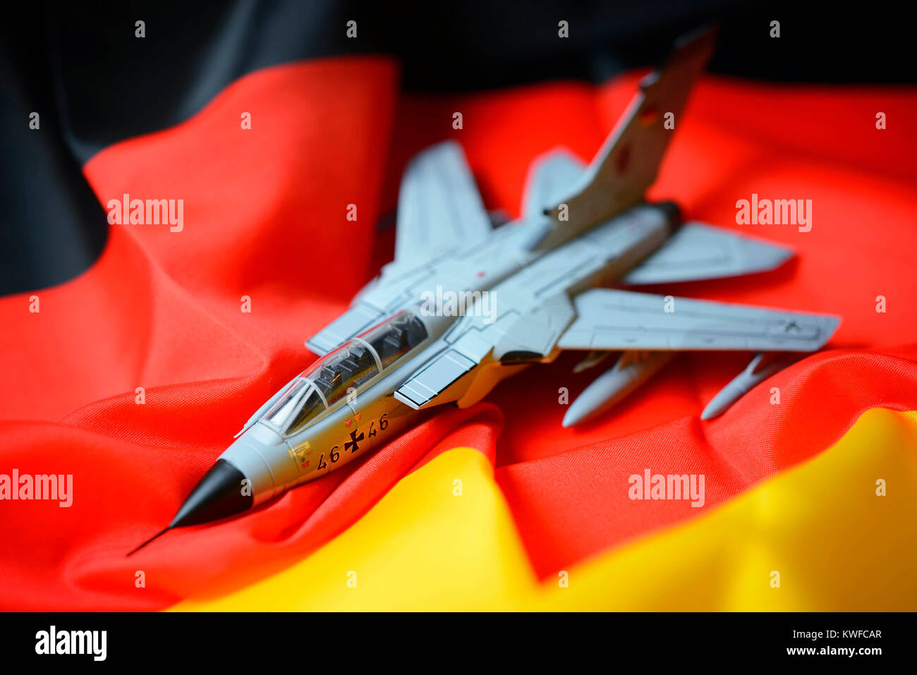 Tornado on Germany flag, foreign assignment of the armed forces, Tornado auf Deutschlandfahne, Auslandseinsatz der Bundeswehr Stock Photo