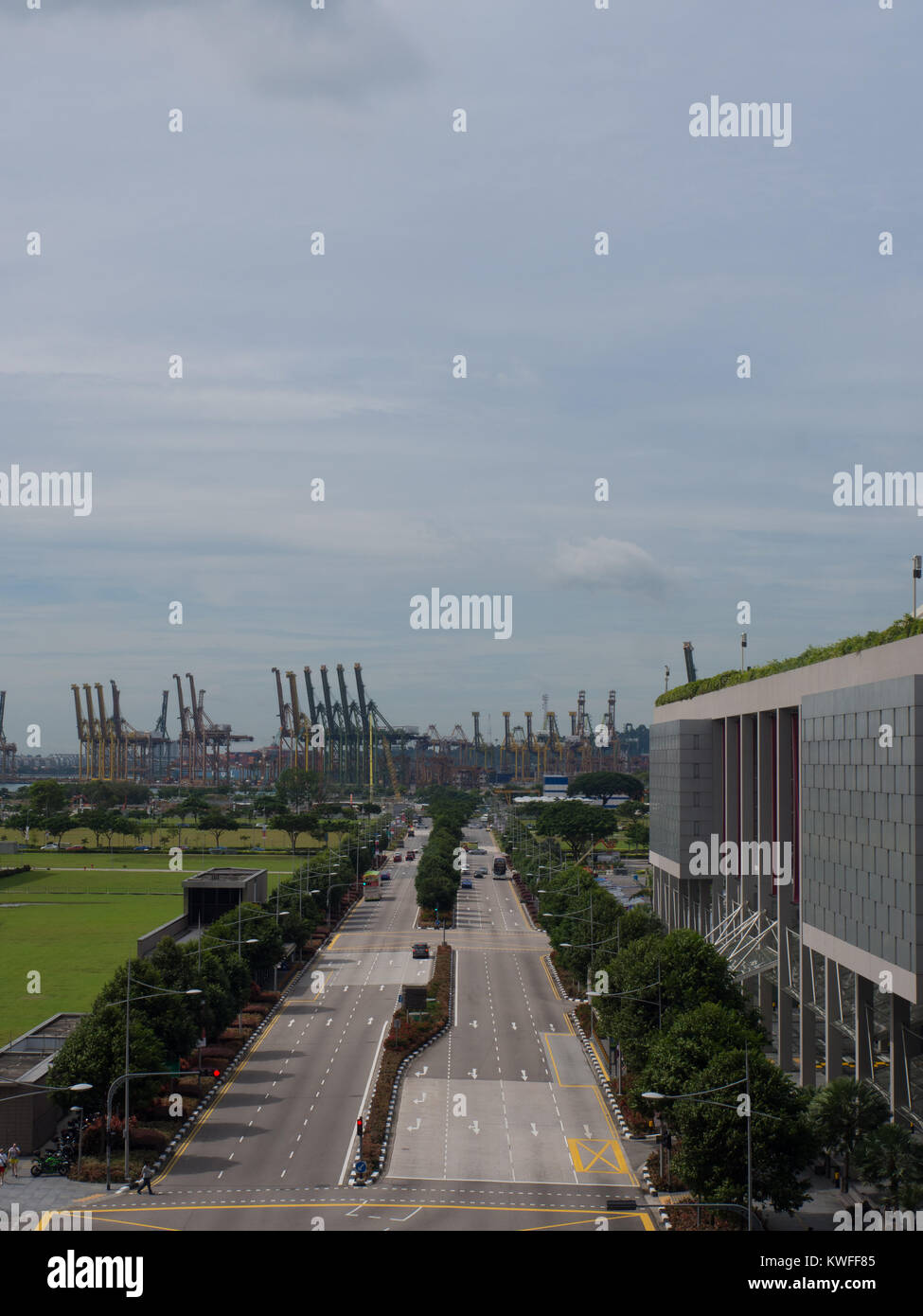 Singapore Port Road Stock Photo