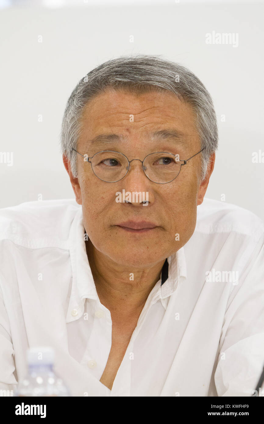 Korean writer Hwang Sok-yong (Hwang Seok-yeong) during a conference at Torino Book Fair Stock Photo