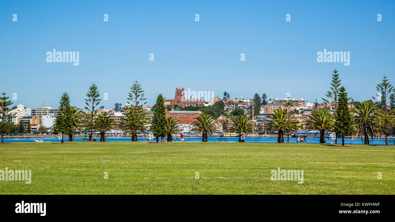 Australia, New South Wales, Hunter Region, view of Newcastle across the Hunter River from Griffith Park, Stockton Stock Photo