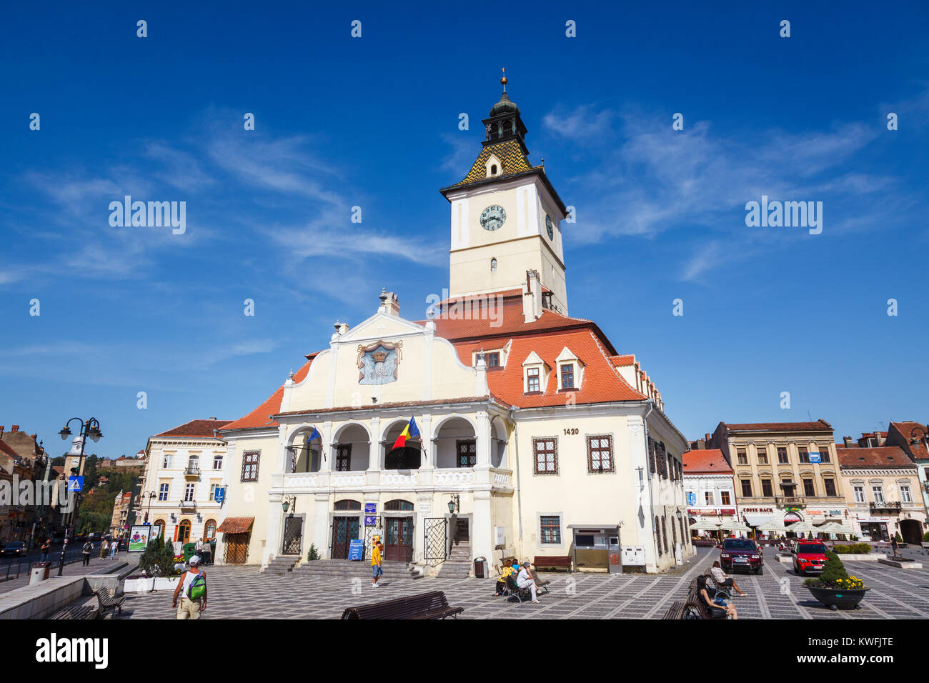 Medieval Council House (housing the Brasov County Museum of History) in Council Square, Brasov, a city in the central Transylvania region of Romania Stock Photo