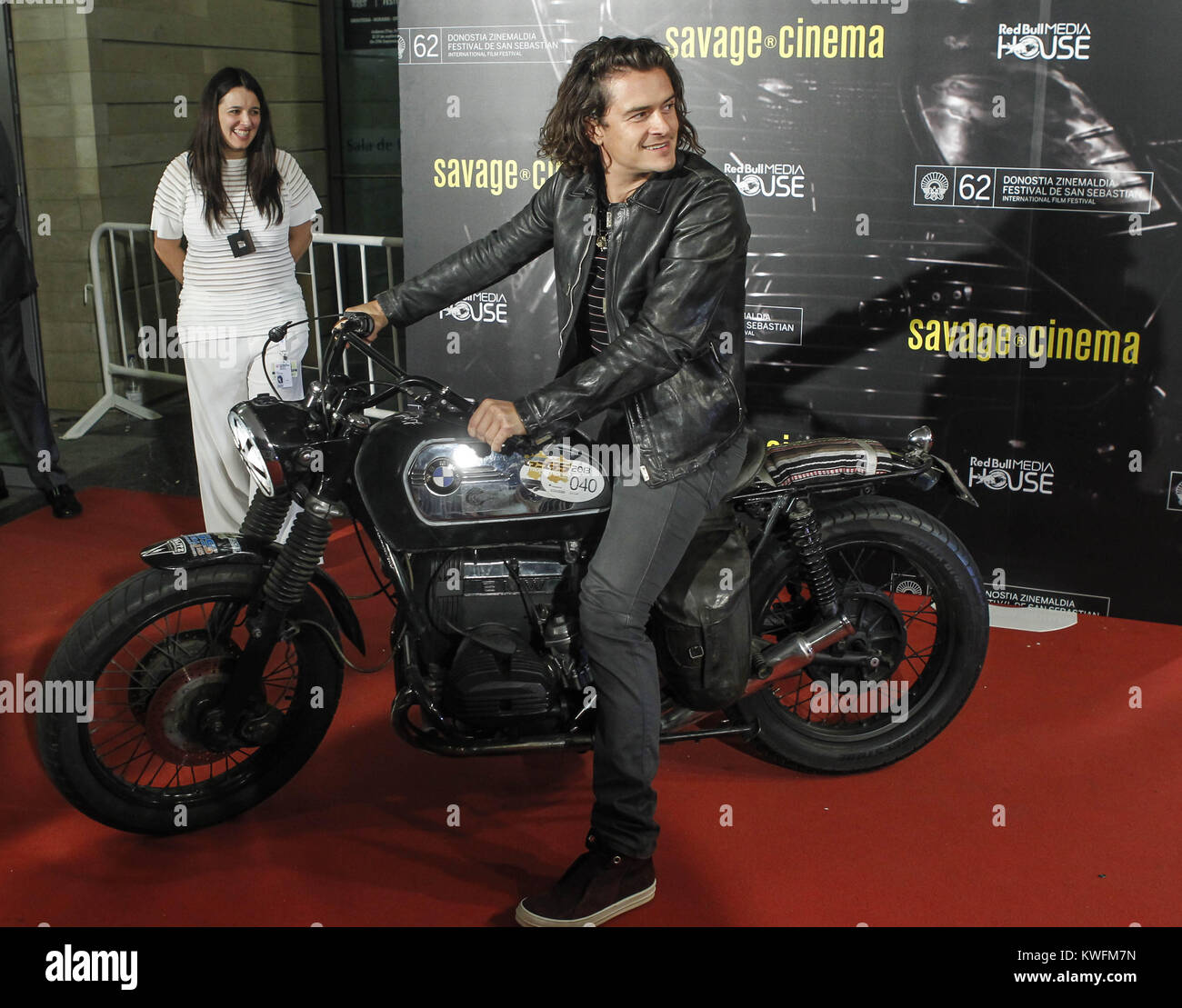 SAN SEBASTIAN, SPAIN - SEPTEMBER 26: Actor Orlando Bloom attends the 'The Greasy Hands Preachers' premiere at the Kursaal Palace during the 62nd San Sebastian International Film Festival on September 26, 2014 in San Sebastian, Spain  People:  Orlando Bloom Stock Photo