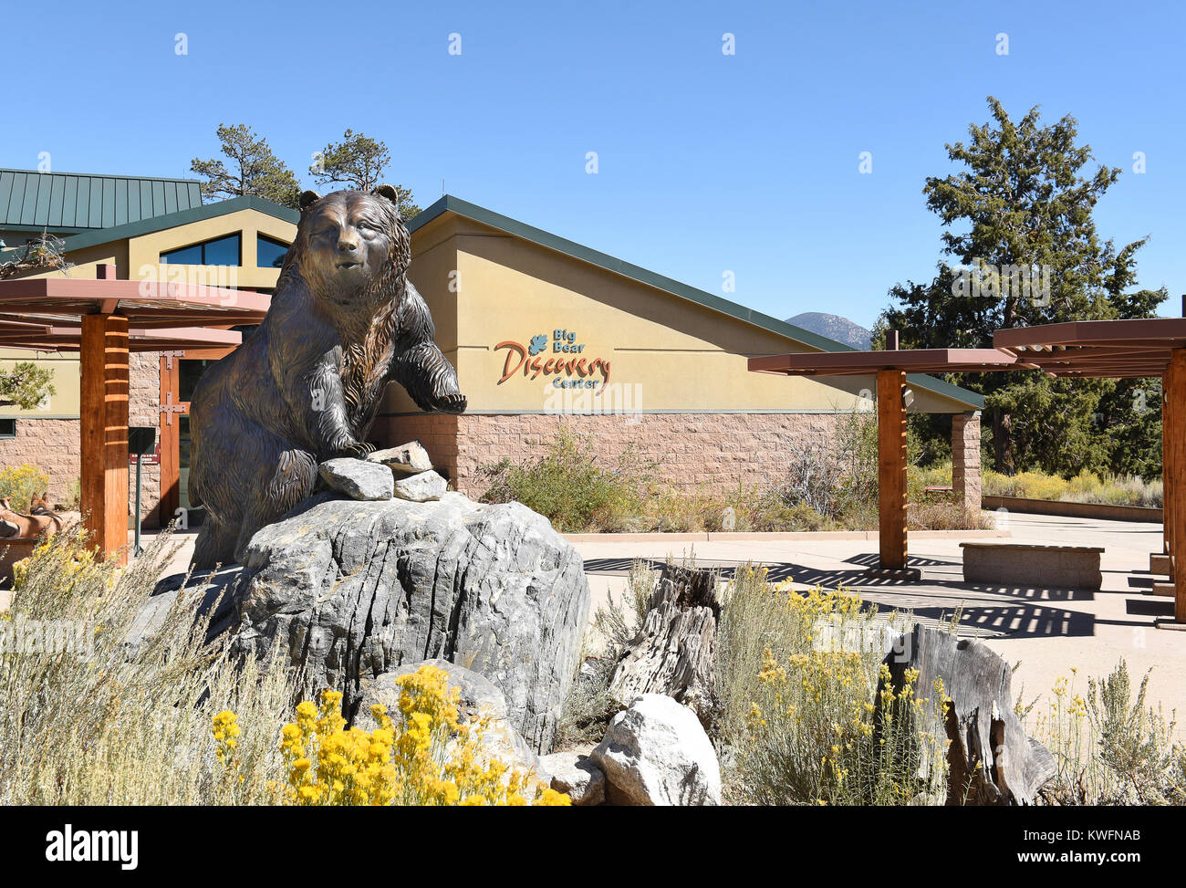 FAWNSKIN, CALIFORNIA - SEPTEMBER 25, 2016: Big Bear Discovery Center. The Discovery Center is an educational center in the San Bernardino National For Stock Photo