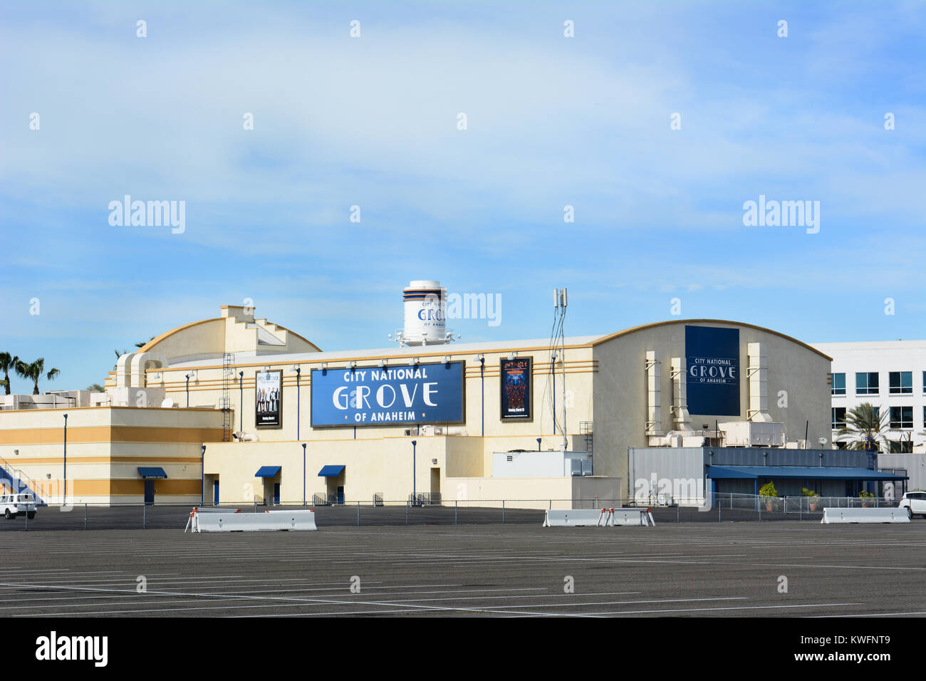 ANAHEIM, CA - FEBRUARY 11, 2015: The City National Grove of Anaheim, seen from Angel Stadium. An indoor, live music venue in Anaheim, California- two  Stock Photo