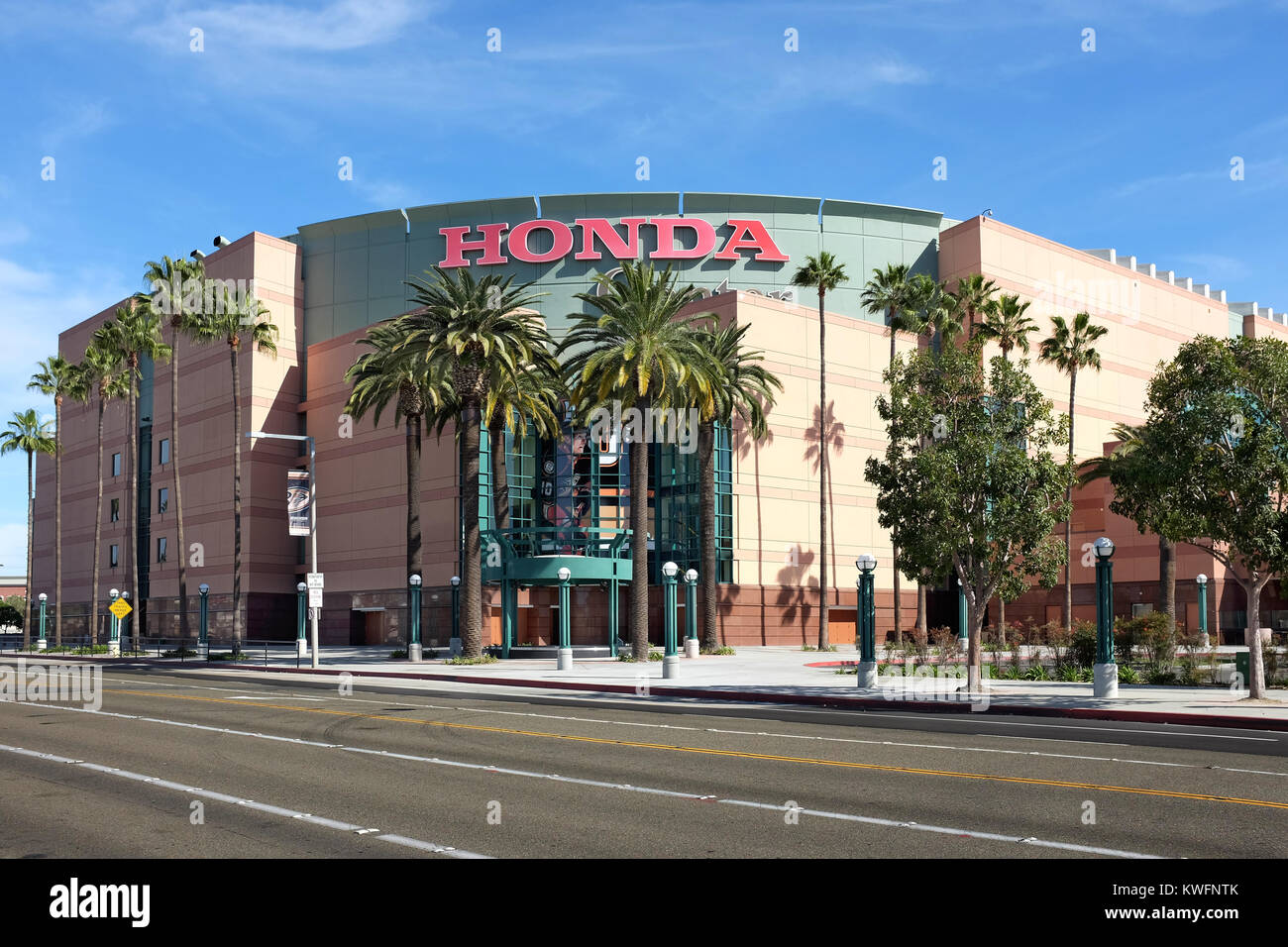 ANAHEIM, CA, FEBRUARY 11, 2015: The Honda Center in Anaheim, California.The arena is home to the Anaheim Ducks of the National Hockey League and the L Stock Photo
