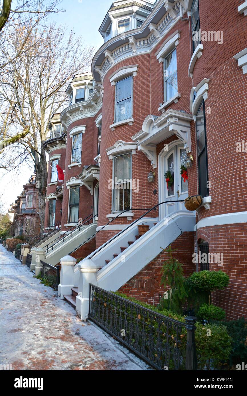 The iconic Mattoon Street Victorian Row House historic district in