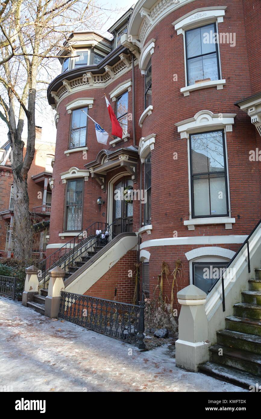 The iconic Mattoon Street Victorian Row House historic district in